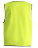 A hi-vis safety vest in bright yellow, featuring sleeveless design and a contrasting trim, with a logo.