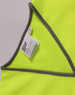 A bright yellow Hi-Vis kid's safety vest with grey trim and a label on the inside.
