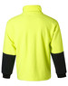 A Hi-Vis polar fleece half zip pullover in fluorescent yellow with black sleeves and a logo.