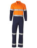 Hi-Vis men's lightweight cotton coverall in orange and navy, featuring reflective 3M tape accents.