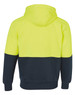 A two-tone hooded fleece jacket featuring a high visibility yellow upper and a navy lower section, with a hood at the back.