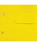 A close-up of a bright yellow, long-sleeve cotton safety shirt featuring snap buttons and a front pocket.