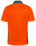 An orange short-sleeved polo shirt with black accents and a logo. It's made from bamboo charcoal fabric.