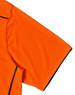 An orange short-sleeved polo shirt featuring black accents and a logo. Part of the workwear category.