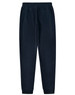 A pair of navy poly/cotton terry sweat pants with an elastic waistband and a back pocket.