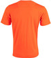 An orange Men's Cooldry Stretch Tee featuring a smooth, short-sleeved design and a logo on the back.