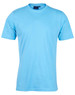 A light blue men's cotton semi-fitted t-shirt featuring short sleeves and a logo on the label.