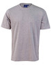 A grey cotton semi-fitted t-shirt for kids with short sleeves and a crew neck. It features a logo on the tag.