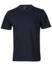 A black semi-fitted cotton tee for kids, featuring short sleeves and a crew neck. It includes a logo on the label.