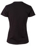 A black ladies' cotton semi-fitted tee with a classic crew neck and short sleeves. Includes branding on the back.