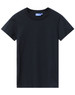 A dark navy t-shirt made from premium cotton with a round neck and short sleeves. Features a logo.