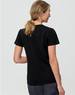 A black ladies' premium cotton tee with a classic fit, featuring a logo on the back.