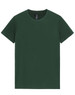 A green premium cotton t-shirt with a round neck and short sleeves, featuring a logo on the inside.