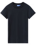 A dark navy ladies' premium cotton tee with a classic crew neckline and short sleeves. Features a brand logo.