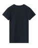 A ladies' premium cotton tee in navy blue, featuring short sleeves and a rounded neckline. It has a logo on the back.