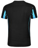 Men's Truedry Fashion short sleeve T-shirt in black with blue accents and a logo on the back.