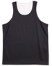 A black adults' basketball singlet featuring a lightweight design and a textured fabric. Includes a branding logo.
