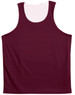 A maroon kid's basketball singlet featuring a mesh texture and a logo. Suitable for sports activities.
