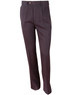Dark grey men's permanent press pants with a tailored fit and a button closure. Features a logo on the waistband.