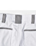 Unisex utility stretch cargo work pants in white with grey accents and pockets, featuring a waistband and belt loops.