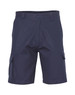 Navy heavy cotton drill shorts with cargo pockets and a button closure, featuring a discreet logo.