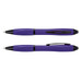 A purple stylus pen with a glossy finish, featuring a black clip and tip. The pen includes both ballpoint and stylus functionality. A purple stylus pen with a glossy finish, featuring a black clip and tip. The pen includes both ballpoint and stylus functionality.