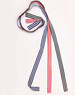 Changeable two-tone apron straps featuring red, black, and navy stripes, with a logo present on the straps.