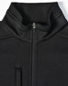 A black men's jacquard fleece jacket featuring a high collar and a central zip. It has a pocket on the front and a logo.
