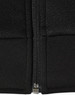 A black men's jacquard fleece jacket featuring a front zipper and ribbed cuffs. It has a logo on it.