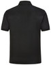 A black men's sustainable poly/cotton short-sleeve polo shirt with a simple design and a logo.