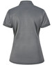 A grey ladies' sustainable poly/cotton short-sleeve polo shirt with a back view and a logo.