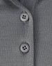 A grey polo shirt featuring two grey buttons on the collar, made from sustainable poly/cotton fabric.