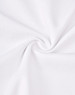 A close-up of white fabric showcasing the texture of a sustainable poly/cotton blend polo shirt.