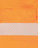 An orange long-sleeved safety shirt featuring segmented reflective tape and a chest pocket.