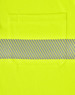 A bright yellow unisex long-sleeve polo shirt with a reflective striped band and a pocket on the front.