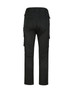 Black unisex cotton stretch ripstop work pants with multiple cargo pockets and a fitted waist.
