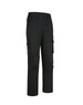 Unisex black cotton stretch ripstop work pants with multiple pockets and a regular fit. Features a waistband with belt loops.