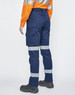 Unisex navy cotton stretch ripstop segmented work pants with reflective stripes and cargo pockets.