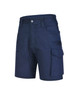 Unisex cotton stretch ripstop work shorts in navy blue with multiple pockets and an elastic waistband.