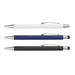 A set of three stylus pens in white, blue, and black, featuring silver accents and a logo. A set of three stylus pens in white, blue, and black, featuring silver accents and a logo.