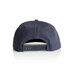A navy blue cap with an adjustable strap at the back, featuring a logo. A navy blue cap with an adjustable strap at the back, featuring a logo.