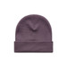 A purple cuff beanie featuring a snug fit and a rolled brim. It has a simple design with no visible logos.