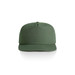 A green cap with a flat brim and a branding logo on the front, designed for headwear. A green cap with a flat brim and a branding logo on the front, designed for headwear.