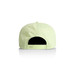 A light green cap featuring a branding logo and an adjustable strap at the back. A light green cap featuring a branding logo and an adjustable strap at the back.