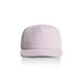 A pink cap with a flat brim and an adjustable strap at the back. It features a logo on the front. A pink cap with a flat brim and an adjustable strap at the back. It features a logo on the front.