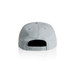A grey cap with a snapback closure, featuring a logo on the back. A grey cap with a snapback closure, featuring a logo on the back.