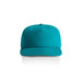 A teal cap with a curved brim and a plain design, featuring a logo on the front.