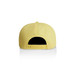 A yellow cap featuring a snapback closure and a logo on the back. A yellow cap featuring a snapback closure and a logo on the back.