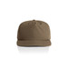 A brown cap featuring a logo on the front, designed for headwear use. A brown cap featuring a logo on the front, designed for headwear use.