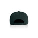 A black cap with a rear adjustable strap and a logo. The design features a smooth finish and a sporty appearance.